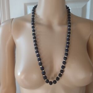 ESTATE women's black thread covered bead necklace